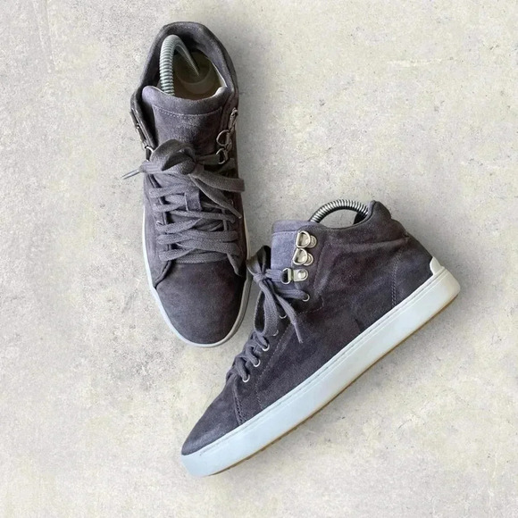 Rag & Bone Kent Suede High-Top Sneaker Dark Gray Neiman Marcus $175  Sz 36.5 - Picture 1 of 14